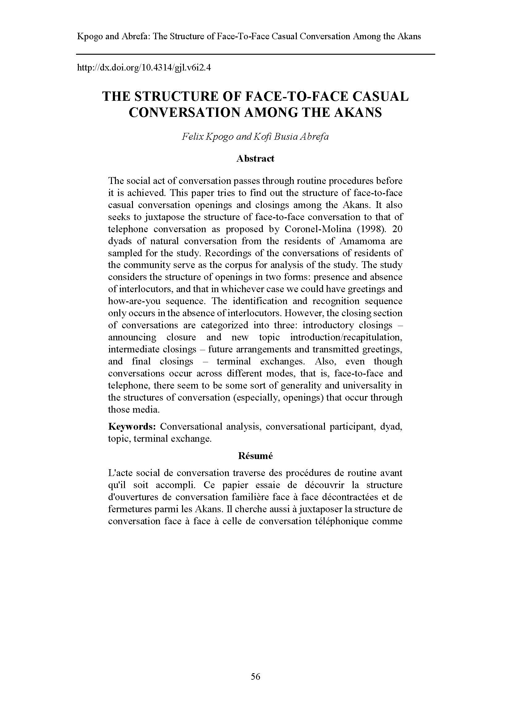 Kpogo and Abrefa 1st Page of Article