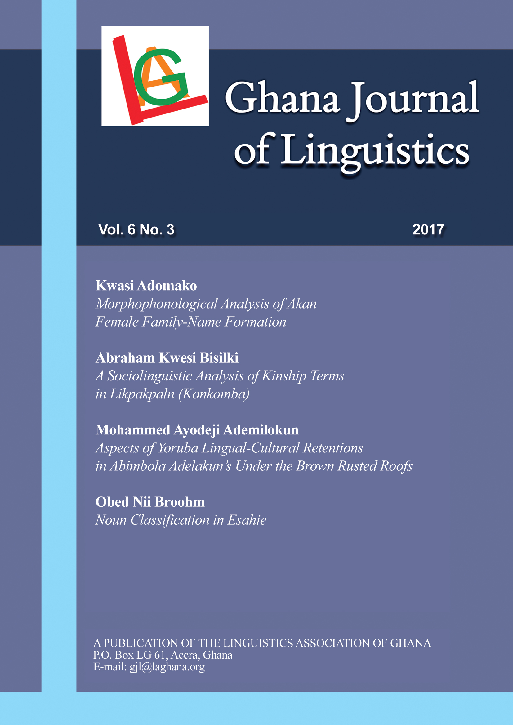 Ghana Journal of Linguistics 6.3 (2017)