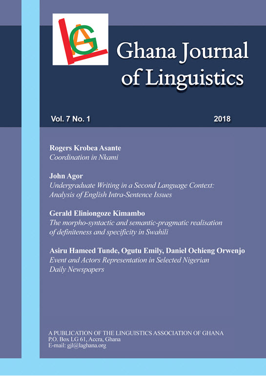 Vol. 7 No. 1 (2018): Ghana Journal of Linguistics 7.1 (2018)