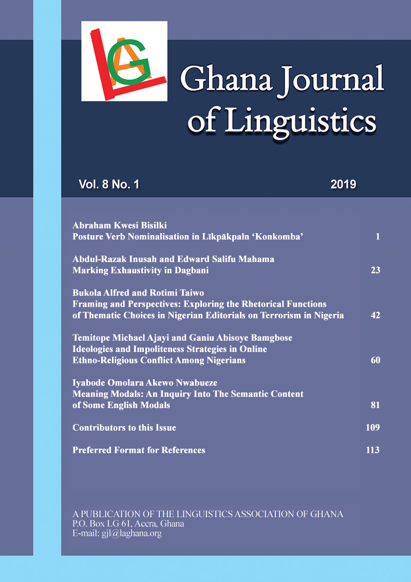 Ghana Journal of Linguistics Volume 8 Number 1