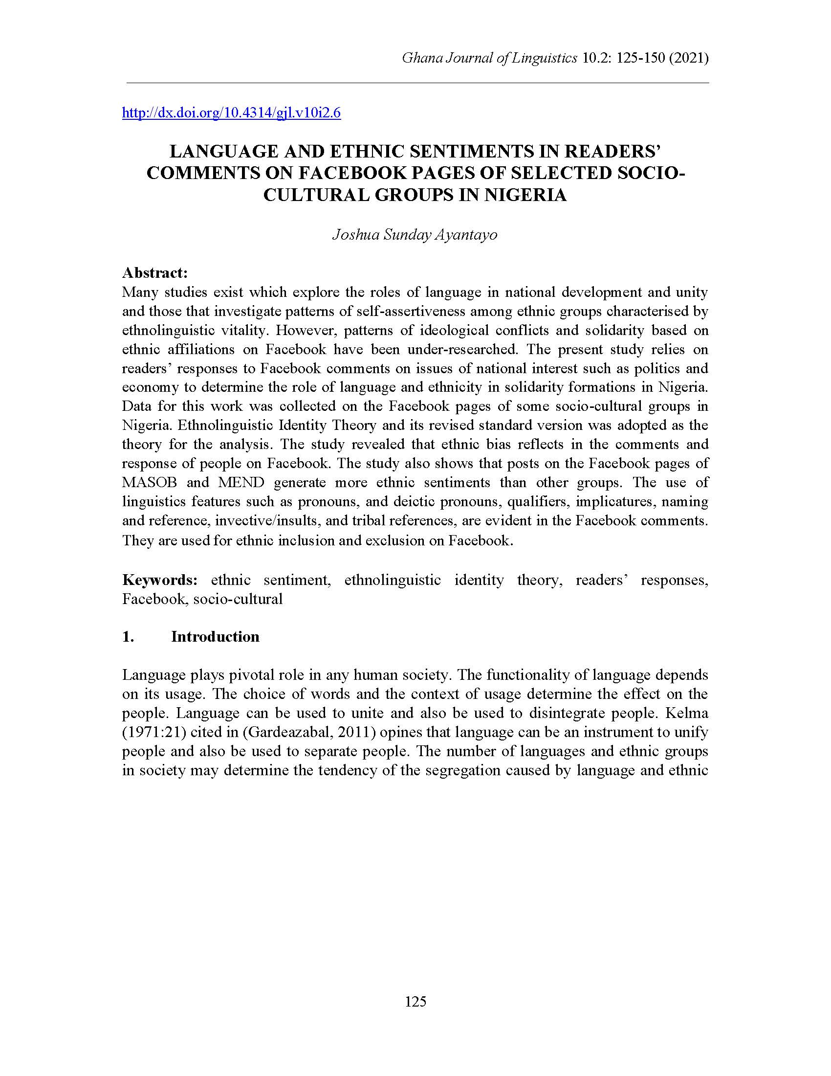 Language and Ethnic Sentiments in Readers' Comments