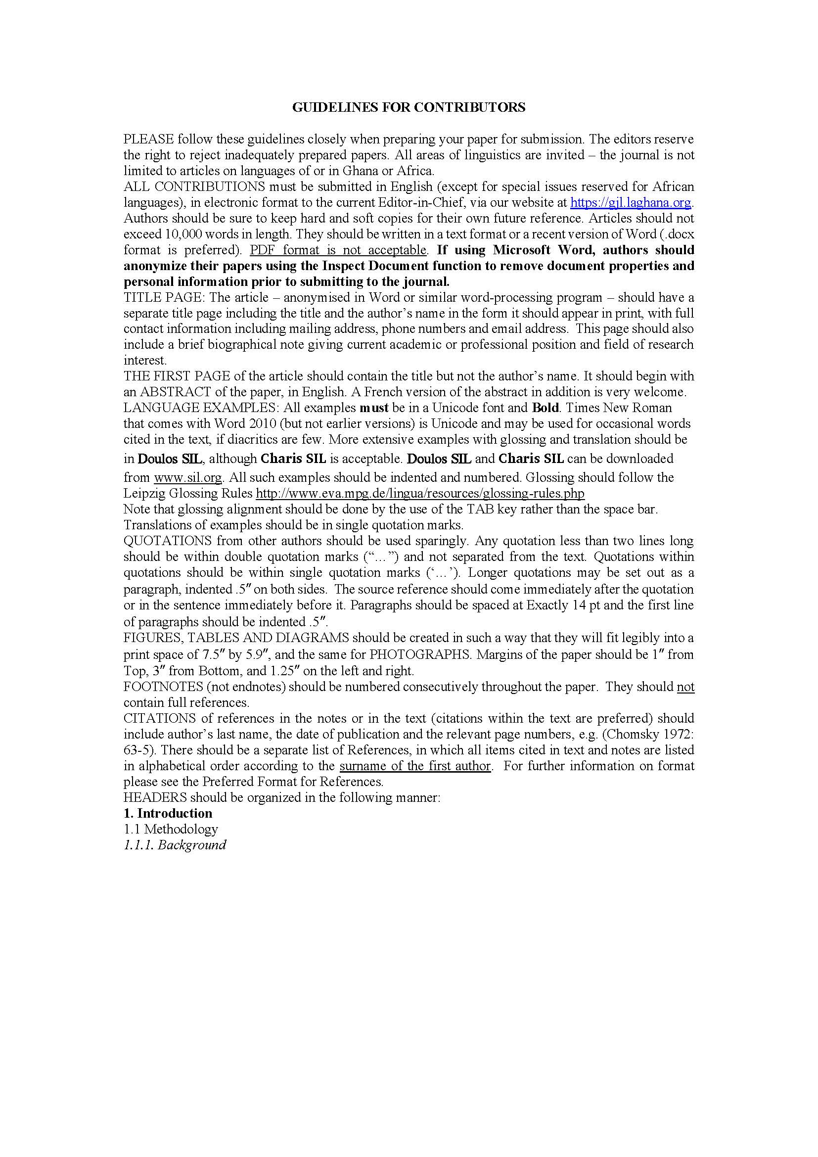 Inside Back Cover - Guidelines