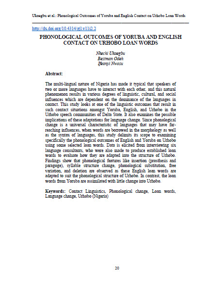 Ukaegbu Phonological Outcomes of Yoruba and English Contact on Urhobo